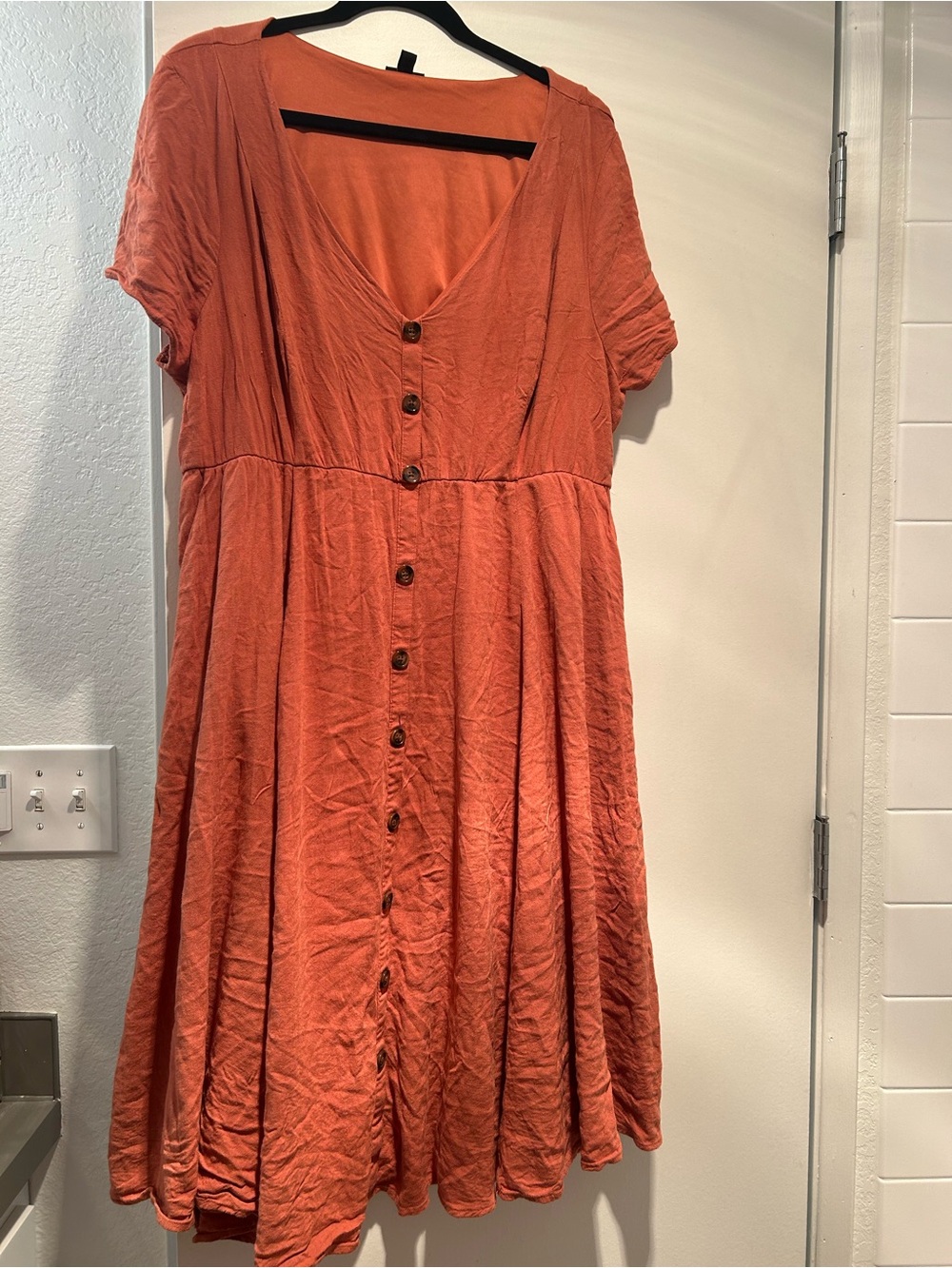 torrid Rust Button-Front Short Sleeve Dress